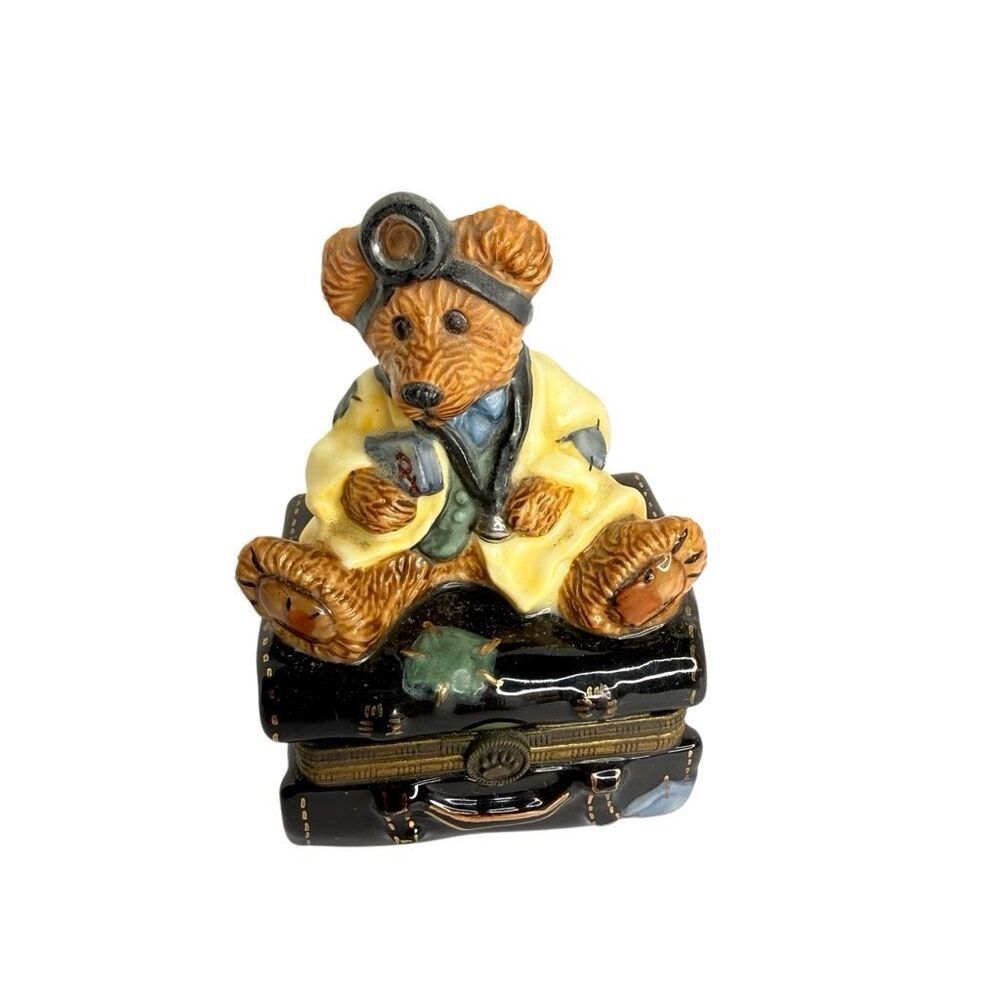 Boyds Bears Doctor Teddy Bear Trinket Box Hinged Treasure Chest Figurine